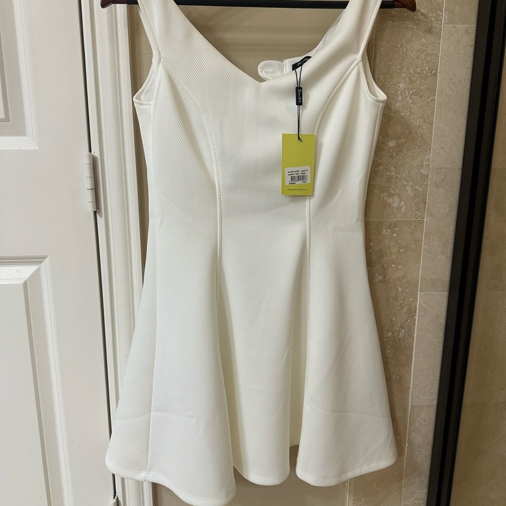 Bardot party Elegant White Sleeveless Dress